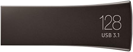 SAMSUNG BAR Plus 128 GB USB 3.1 Flash Drive – Ultra-Fast 400 MB/s Data Transfer, Rugged Metal Design for Maximum Durability, Ideal for Photos, Videos, and Music Storage, Enhanced Compatibility Across Devices, Sleek Titan Grey Finish