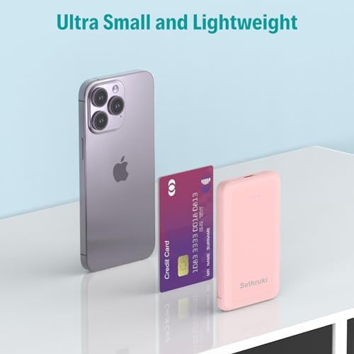 Ultra-Slim 6000 m Ah Portable Charger with Built-in Cables – Lightweight Fast Charging Power Bank for i Phone, Samsung, and Android Devices – Perfect Travel Companion for On-the-Go Power Solutions
