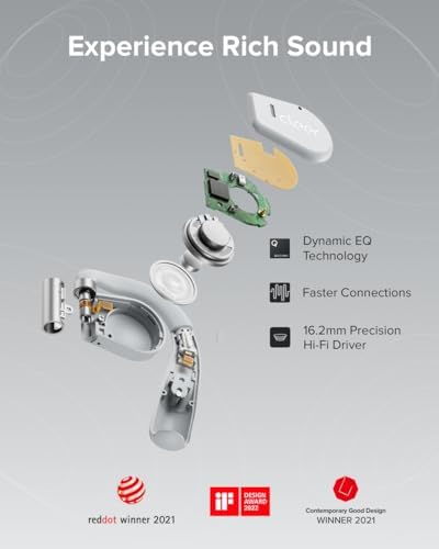 Cleer ARC Open Ear True Wireless Earbuds – Immersive Sound with Touch Control, 18-Hour Battery Life, Adjustable Ear Hooks for Active Comfort, Bluetooth 5.0 Connectivity, Tailored EQ Settings, Stylish Navy Blue Design for Dynamic Lifestyles