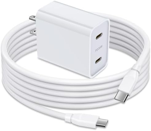 Revolutionize Your Charging Experience with the 35 W Dual Port USB-C Power Adapter – Ultra-Fast Charging for Samsung Galaxy S Series and Google Pixel Devices – Comes with 6 FT Durable USB-C Cable for Enhanced Connectivity – Perfect for Active Lifestyles with Compact Portability – Charge Two Devices at Once with 35 W Total Output for Quick Power Restorations – Essential Accessory for Tech Savvy Users Demanding Efficiency and Reliability – Crafted from Premium Materials for Long-Lasting Durability – Upgrade Your Power Solutions with This Versatile Fast Charger Designed for Maximum Compatibility and Rapid Performance.