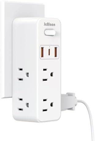 Compact Surge Protector Outlet Extender with Rotating Adapter – Multi-Plug Wall Outlet Splitter Featuring 6 AC Outlets and 3 USB Ports (1 Fast-Charging USB-C) for Home, Office, and Travel – Ultimate Safety and Space-Saving Charging Solution
