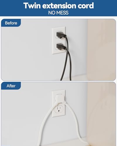 Revolutionize Your Charging Setup with the 10 FT Split Extension Cord – Featuring 4 AC Outlets, 2 USB-A & 3 USB-C Ports for Rapid 24 W Charging, Perfect Nightstand Solution for Shared Spaces in Bedrooms and Dorm Rooms – Compact Design for Maximum Flexibility and Enhanced Compatibility with All Devices