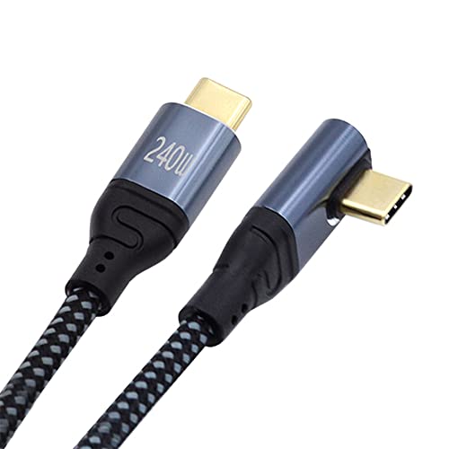 NFHK 240 W USB-C Type-C Charging Cable – 90-Degree Low Profile Angled Design for Optimal Convenience | 480 Mbps Fast Data Transfer | 200 cm Length for Laptop, Tablet & Phone Compatibility | Enhanced Durability & Performance