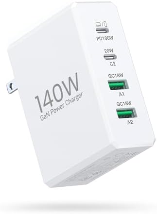 High-Efficiency 140 W USB-C Fast Charger: Versatile Multi-Device Power Hub for Mac Book Pro, i Phone 16/15/14/13 Pro Max, i Pad Pro & Samsung Galaxy – Compact Travel Charger for On-the-Go Professionals