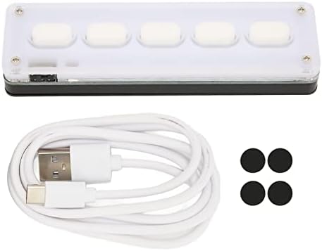 ASHATA 5-Key Programmable Keypad – Dual Mode USB Wired & Bluetooth Mini Keyboard for Office, Gaming & Industrial Use – Customizable Silent Silicone Keys for Ultimate Efficiency in Music Control & Task Management (White)