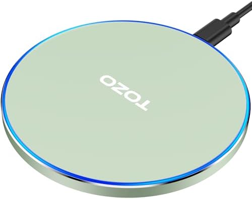 TOZO 2025 Enhanced 15 W Max Fast Wireless Charging Pad – Sleek Gray Charger for i Phone 16/15/14/13/12 Series & Samsung Galaxy S24/S23/S22 – Anti-Slip Design for Secure Charging – Lightweight & Portable Qi-Compatible Accessory for Effortless Power Delivery