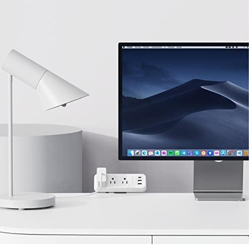 Premium Desk Clamp Power Strip with USB C – 3 Outlet Extension Cord for Streamlined Workspaces, 6.5 ft Thin Cable, Space-Saving Flat Plug Design for Easy Mounting on 1.6 inch Desktops – Fast Charge Capability for Modern Devices