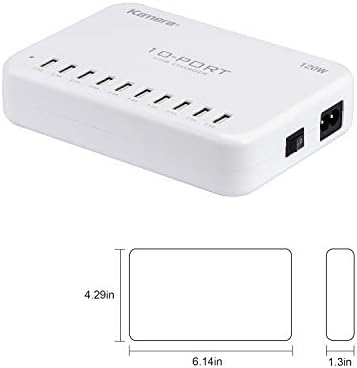 High-Power USB Charging Station 120 W 24 A 10-Port Hub – Fast Multi-Device Charger for i Phone, i Pad, and Samsung Galaxy – Enhanced Speed & Safety Features for Home or Office Use
