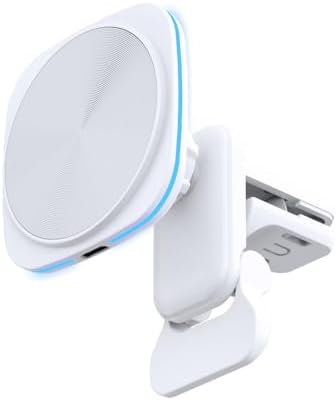 15 W Fast Magnetic Wireless Car Phone Mount for i Phone 12-15 Series – Sleek Automotive Charger Holder with One-Handed Operation and Blue Light Indicator for Safe Navigation and Quick Power-ups – Essential Driving Accessory