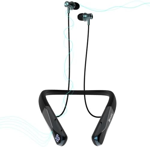 Elevate Your Audio Experience with Hmusic H08 Wireless Bluetooth Neckband Headphones – Cutting-Edge Bluetooth 6.0 Connectivity, 35-Hour Battery Life for Non-Stop Listening, IPX5 Waterproof for Active Lifestyles, Magnetic Storage for Effortless Portability, Crystal Clear Voice Mic for Calls, Perfect for Sports and Daily Use with Premium Sound Quality and Comfort
