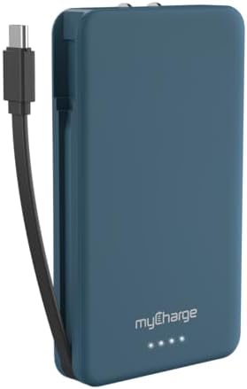Ultra-Fast my Charge Power+Plug 20,000 m Ah Portable Power Bank with Built-in Charging Cable, USB-C Port, and Foldable Wall Plug – Ideal Travel Companion for Apple & Android Devices with 120 Hours of Reliable Power