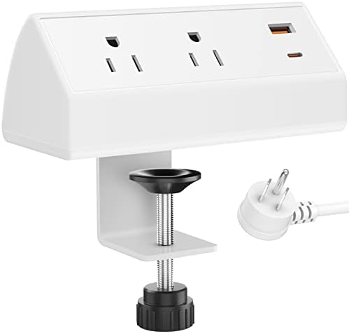 CCCEI Professional Desk Power Strip with 18 W USB-C Fast Charging, 800 J Surge Protection, and 6 FT Clamp-Mount Flexibility for Enhanced Workspace Efficiency – Ultimate Desktop Outlet Solution for Home and Office Use