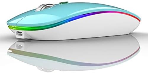 TENMOS Sleek LED Bluetooth Mouse – Ultra-Quiet Rechargeable Wireless Mouse with Type C Adapter for Laptops, Mac Books & i Pads – Bluetooth 5.1 & 2.4 GHz Universal Compatibility in Vibrant Blue – Perfect for Home, Office, and On-the-Go Productivity