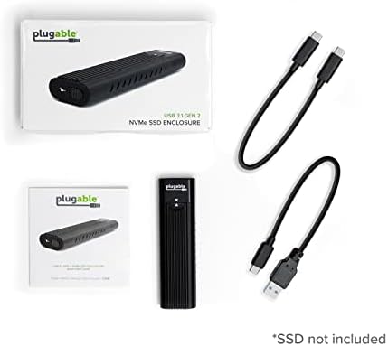 Ultra-Fast Plugable M.2 NVMe SSD Enclosure – Tool-Free, Driverless Design for Effortless Data Access with USB 3.1 Type-C, Thunderbolt 3 & USB4 Compatibility at 10 Gbps – Supports PCIe Gen 3 & 4 for 2230 to 2280 SSDs – Includes Essential USB Cables for Seamless Connectivity and Enhanced Portability