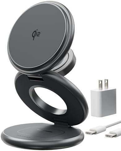 Ultra-Fast 3-in-1 Magnetic Wireless Charging Station for Apple Devices – Foldable Aluminum Alloy Dock for i Phone 16/15/14/13/12, Apple Watch & Air Pods with 20 W Adapter – Portable Power Solution for Travel Enthusiasts and Tech Savvy Users