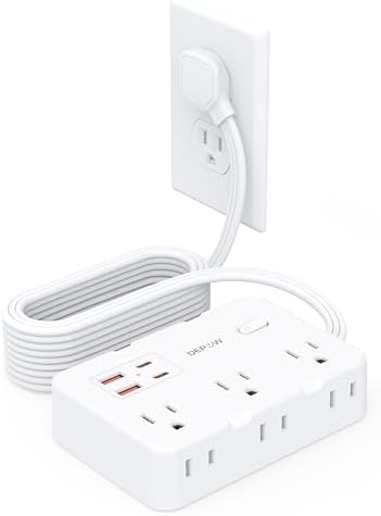 Versatile Surge Protector Power Strip with 6 AC Outlets and 4 Fast-Charging USB Ports – 1050 Joules Surge Protection, 5 FT Wall-Mountable Extension Cord for Home and Office Use – Streamlined Charging Station for All Your Devices