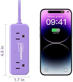 Sleek Flat Plug Power Strip with 5 Ft Extension Cord – 4 AC Outlets & 3 Fast-Charging USB Ports (5 V/3.4 A) – Compact Travel-Friendly Power Solution for College Dorms, Home Offices, and On-the-Go Charging – Maximize Space and Connectivity