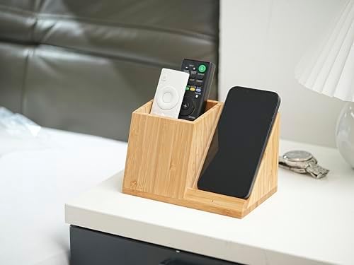 Eco-Friendly Bamboo Desk Organizer with 10 W Wireless Charging Station – Fast Charging and Stylish Pen Holder for i Phone & Samsung Devices, Perfect Home Office Accessory for Enhanced Productivity and Clutter-Free Workspace