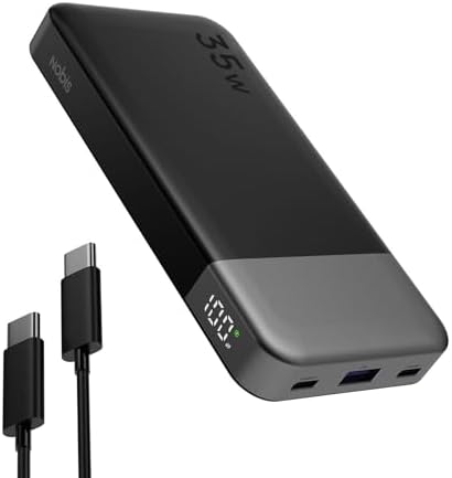 NOBIS 10000 m Ah Fast Charging Power Bank with Digital Display – Versatile USB-C Battery Pack for i Phone, i Pad, Android & More (25 W) – Compact, Reliable Charging Solution for On-the-Go Power Needs