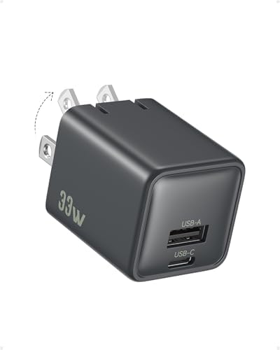 33 W USB C Wall Charger Block, Ga N PD3.0 Dual-Port Power Adapter for Fast Type C Charging – Compact & Foldable Plug for i Phone 16/15/14/13/12, Samsung Galaxy, i Pad, Air Pods – Enhanced Efficiency & Compatibility in Grey