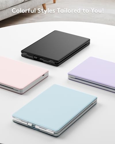 Samsers Portable Foldable Bluetooth Keyboard – Ultra Slim Wireless Keyboard with Stand for i OS, Android & Windows Devices – Rechargeable Multi-Device Travel Keyboard for Effortless Typing on the Go – Sleek Black Design