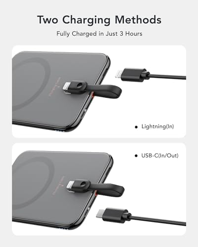 VEEKTOMX Ultra-Slim 5000 m Ah Portable Power Bank with Built-in Charging Cable for i Phone – Lightweight Battery Pack for i Phone 14/13/12/XS/Pro/Air Pods – Quick Charge Convenience in a Stylish Design – Perfect for On-the-Go Power Solutions