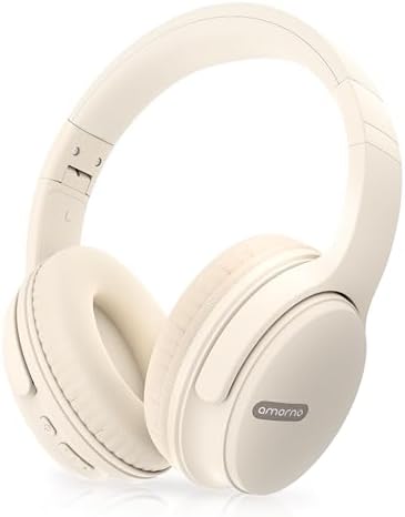 Transform Your Listening Journey with AMORNO Wireless Over-Ear Bluetooth Headphones – 68-Hour Playtime, Superior Hi-Fi Sound, and Ergonomic Foldable Design for Ultimate Portability (White) – Ideal for Music Lovers and Professionals on the Go