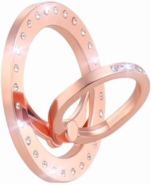 Elevate Your Mobile Experience with the Premium Glitter Gold Magnetic Phone Ring Holder – Perfectly Compatible with Mag Safe for i Phone 12-16, Adjustable Kickstand for Effortless One-Handed Use, Enhanced Grip for Secure Handling and Stylish Aesthetics