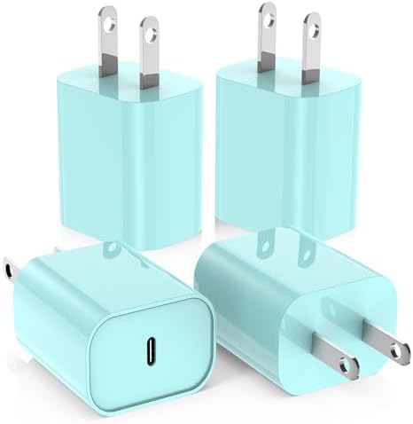 Ultra-Fast 20 W USB C Charger Block – 4 Pack for i Phone 16/15 & Multi-Device Compatibility – Compact Power Adapter for Apple, Samsung, Google – Essential Travel Charging Solution with Enhanced Durability and Safety Features