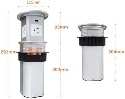 ZESHAN Sleek Pop-Up Power Outlet with 15 W Wireless Charging Station – Dual US Outlets, USB A & USB C PD Fast Charging Ports for Effortless Connectivity at Home or Office – Ideal for Conference Tables and Kitchen Counters, Modern Black Finish