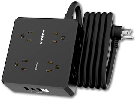 Maximize Your Power Management with a 6 Ft Surge Protector Power Strip – 8 Outlet Extension Cord Featuring 4 Fast USB Charging Ports (1 USB-C), Ideal for Home Office Convenience and Safety, ETL Listed for Enhanced Surge Protection and Compatibility