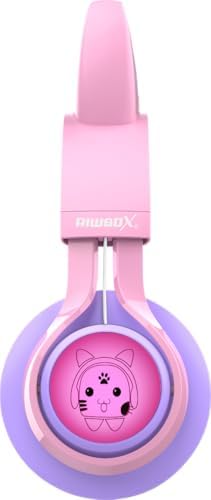 Riwbox CT-7 S Cat Ear Bluetooth Headphones for Kids – Fun LED Light Design with Safe 85 d B Volume Limiting, Comfortable Over-Ear Fit, Built-in Microphone for Seamless Video Calls and Gaming, Perfectly Compatible with Laptops, PCs, and TVs for Young Audiophiles Seeking Engaging Audio Adventures