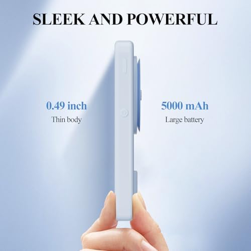 Suction-Enabled 5000 m Ah Wireless Power Bank – Ultra-Fast 22.5 W Portable Charger with USB-C for i Phone 16/15/14/13/12 & Android Devices – Sleek Blue Design for Effortless Charging on the Go