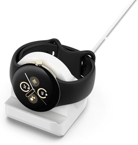 Elegant White Charging Dock for Google Pixel Watch 3/2 – Effortless Cable Management for a Neat Nightstand – Sturdy Silicone Base for Ultimate Stability – Rapid Type-C Charging for Hassle-Free Overnight Power – Perfect Addition for an Organized Lifestyle and Enhanced Smartwatch Accessibility