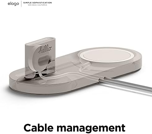 elago W Stand for Mag Safe Charging: Optimized Station for Apple Watch, i Phone 12-16 Series, and Air Pods – [Stone] – Enhance Your Charging Speed and Organization with Durable Design and Optimal Viewing Angle