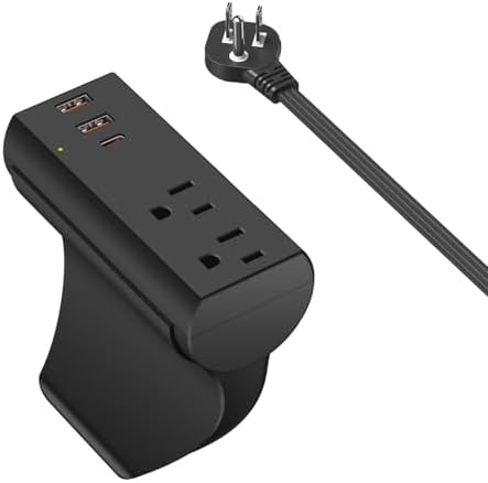 HEZI Couch Charging Station with 2 AC Outlets and 3 Fast USB Ports – 10 ft Flat Power Cord for Seamless Charging – ETL Listed Surge Protector for Furniture – Enhance Comfort and Stay Powered Up