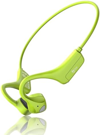 Revolutionary Open-Ear Bone Conduction Headphones for Active Lifestyles – Waterproof Wireless Sport Earbuds with Sweatproof Design and Built-in Microphone for Ultimate Comfort and Safety During Workouts – Trendy Green Color with Universal Device Compatibility