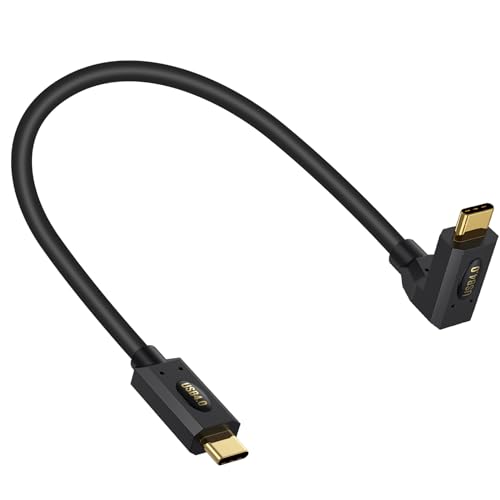 High-Performance Poyiccot 1 ft Short USB C to USB C Cable – 240 W Rapid Charging & 40 Gbps Thunderbolt 4 Data Transfer – Right Angle Design for Enhanced Space Efficiency & 8 K@60 Hz Video Compatibility – Ideal for i Phone, Mac Book, and Surface Pro Users