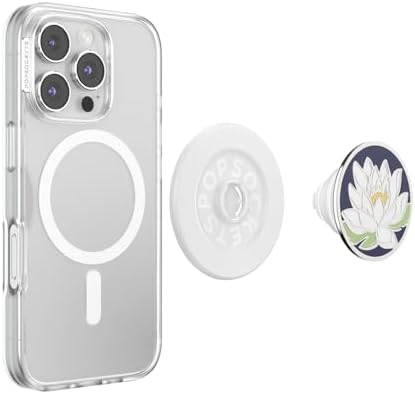 Mag Safe Compatible Pop Socket Phone Grip – Enamel Water Lily Midnight – Secure Magnetic Stand with Hands-Free Kickstand & Wireless Charging Support – Elevate Your Smartphone Experience!