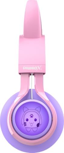 Riwbox CT-7 S Cat Ear Bluetooth Headphones for Kids – Fun LED Light Design with Safe 85 d B Volume Limiting, Comfortable Over-Ear Fit, Built-in Microphone for Seamless Video Calls and Gaming, Perfectly Compatible with Laptops, PCs, and TVs for Young Audiophiles Seeking Engaging Audio Adventures