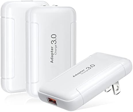 Costyle 3-Pack Flat USB Wall Charger – 18 W Quick Charge 3.0 Adapter, Slim Foldable Design for Samsung Galaxy S20, S10, S9, A54, A53, A14, Note 10 & 20 – Ultimate Portability and Enhanced Compatibility for Fast Charging Anywhere