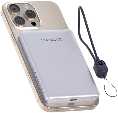 Magnetic Power Bank for i Phone 12/13/14/15/16 – 10,000 m Ah Ultra-Slim Wireless Charger with 15 W Fast Charging, Dual Device Support, and 20 W PD Wired Compatibility – Snap-On Design for Secure Charging with Enhanced Safety Features and Included Lanyard Data Cable for Effortless Power Management on the Go