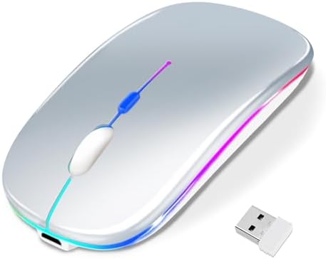 Ultimate Wireless Bluetooth Mouse for i Pad, Mac Book Pro, Air, and PCs – Rechargeable Silent Design for Productivity on the Go – Portable Slim Dual Mode Mouse with LED Indicators and Universal Compatibility