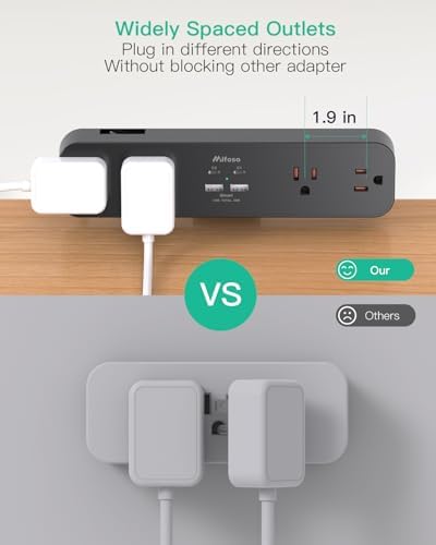 Ultimate PD30 W Desk Clamp Power Strip: 5 Ft Surge Protector with 4 Outlets & 4 USB Ports (2 USB-C) for Rapid Charging – Essential Home Office Accessory Enhancing Workspace Efficiency and Safety