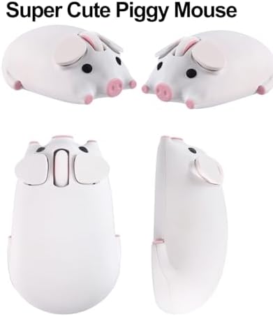 Cute Pig Design Wireless Mouse – Kawaii Bluetooth Dual Mode Silent Optical Mouse for PC, Laptop, and Tablet – Lightweight Portable Accessory for Kids, Students, and Office Use – Perfect Gift Idea for Adorable Tech Lovers