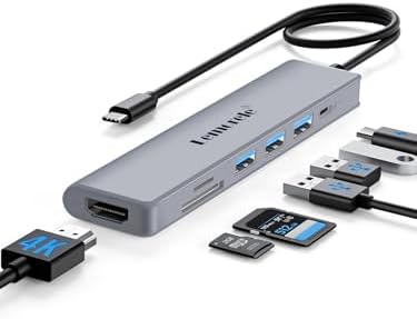 Lemorele 7-in-1 USB C Hub Adapter: Unleash Ultimate Connectivity with 4 K HDMI Output, 100 W Power Delivery, and High-Speed Data Transfers – Sleek Blue Multiport Dongle for Mac Book, Chromebook, Dell, HP & Lenovo Users Seeking Enhanced Performance and Style