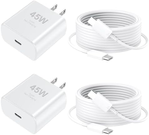 Rapid Charge 45 W USB C Wall Charger for Phone 16 Series & Samsung Galaxy S24 Ultra – Includes 6.6 FT Extra Long Type C Cable for Enhanced Flexibility and Performance – Advanced Safety Features for Optimal Device Protection – Perfect for Home, Office & Travel Use