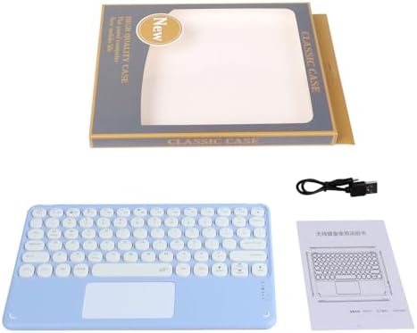 Ultra-Slim 10-Inch Wireless Bluetooth Keyboard with Touchpad – Rechargeable & Portable Universal Keyboard for i OS, Android & Windows Devices – Effortless Typing on the Go in Sleek White Finish