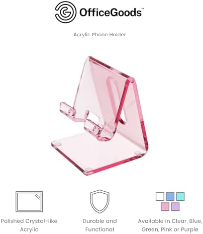 OfficeGoods Acrylic Phone Holder Aesthetic Desk Phone Stand, Compatible with 4-8 inch Screens, Office Decor and Work from Home Essentials – Pink – Enhanced Compatibility and Speed