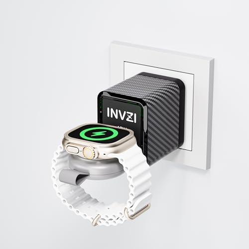 Efficient and Reliable INVZI Portable Charger for Apple Watch – MFi-Certified 5 W USB-C Fast Charging Solution Compatible with Ultra, SE, Series 1-9 – Compact, Lightweight Design Perfect for Professionals and Travelers